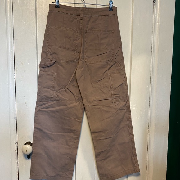 beige cargo denim pant, wide leg - Picture 4 of 4